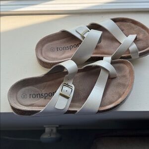 Cream Ronsport Women's Sandals size 39 adjustable/ cork footbed
